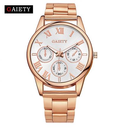 Africashop Wrist Watch Women Fashion Chain Analog Quartz Round   Rose Gold