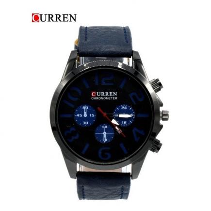 CURREN Male Quartz Watch Calendar Chronograph Men Wristwatch-Blue