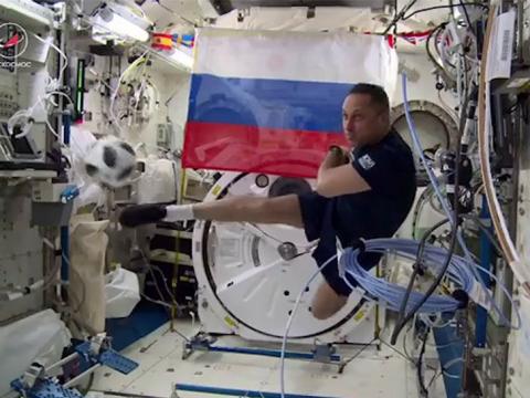 Russian Cosmonauts Bust Out Soccer Tricks In Space!!!