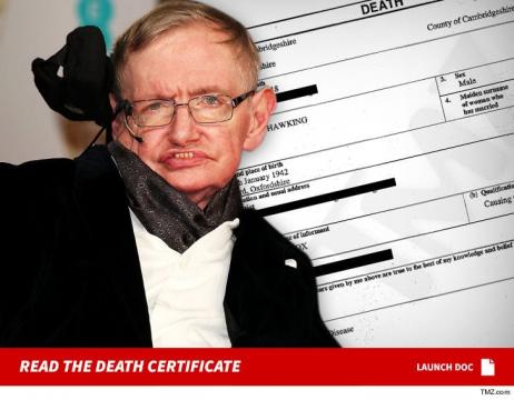 Stephen Hawking's Death Certificate Revealed