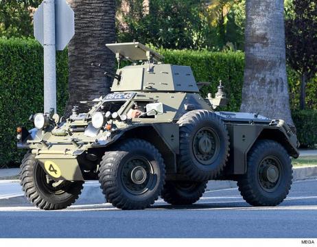Jay Leno Drives a Tank in Los Angeles