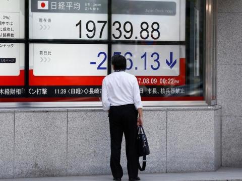 Asian shares wobbly as risk sentiment sours, euro buoyant
