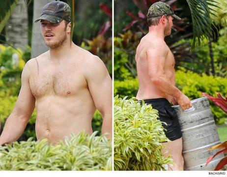 Chris Pratt Carries A Keg In Swim Trunks in Hawaii