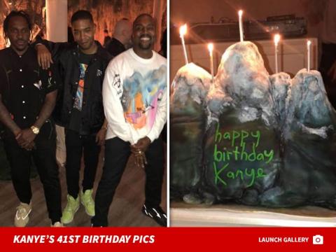 Kanye West Celebrates 41st Birthday with Kim, Kid Cudi and Pusha T