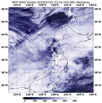 Post-tropical cyclone Prapiroon's remnants moving over northern Japan