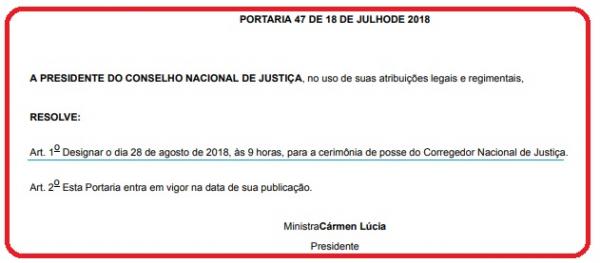 Cármen Lúcia define a posse de Humberto Martins, futuro corregedor