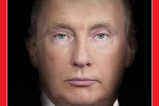 Time mescla rostos de Trump e Putin em última edição
