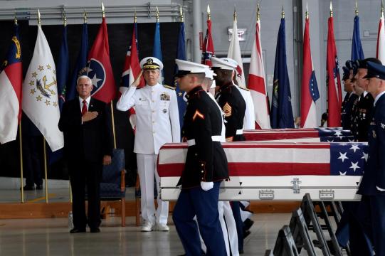 U.S. welcomes home remains of presumed war dead from North Korea