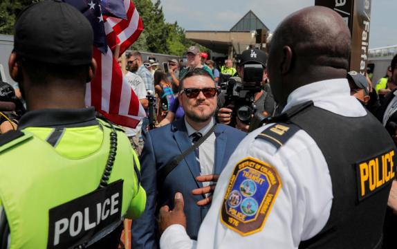 Washington police out in force for far right rally on Charlottesville anniversary