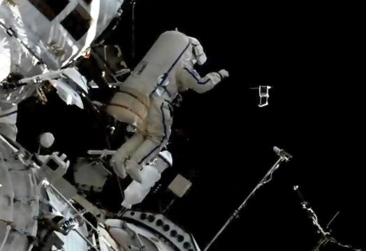 Russians toss satellites and install animal tracking system in marathon spacewalk