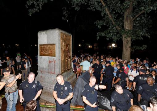 Protesters topple Confederate soldier statue in North Carolina