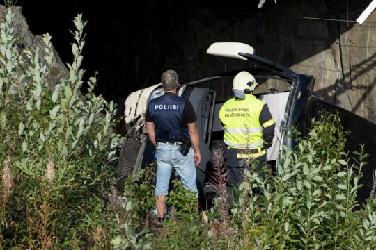 Four killed and 20 hurt as bus plunges off bridge in Finland