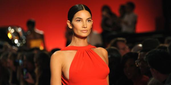 Lily Aldridge Walks the Brandon Maxwell Runway Pregnant