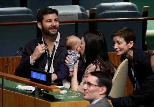 U.N. debut for New Zealand's 'First Baby': diaper change, peace summit