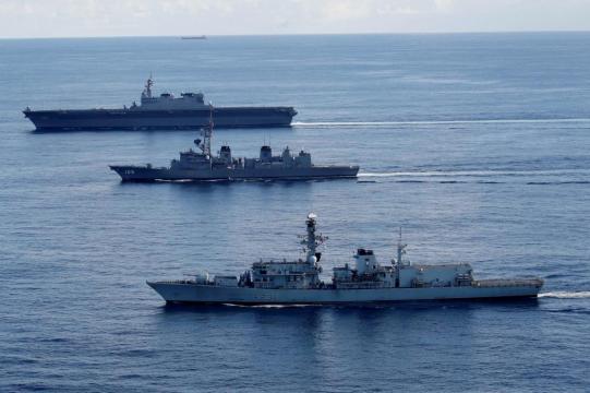 Japanese carrier drills with British warship heading to contested South China Sea