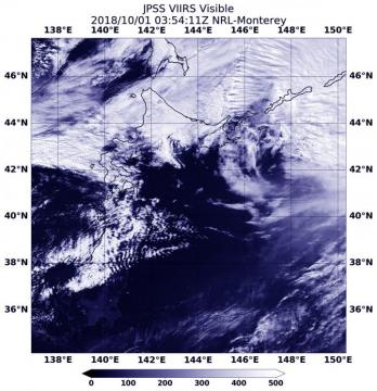 Satellite sees extra-Tropical Cyclone Trami moving past Japan