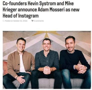 Instagram任命新负责人 两名创始人一周前已宣布辞职