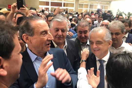 Em 1º evento juntos, Skaf e Márcio França se unem em críticas a 'falta de caráter' de Doria