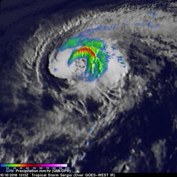 Tropical Storm Sergio's rainfall examined by GPM satellite