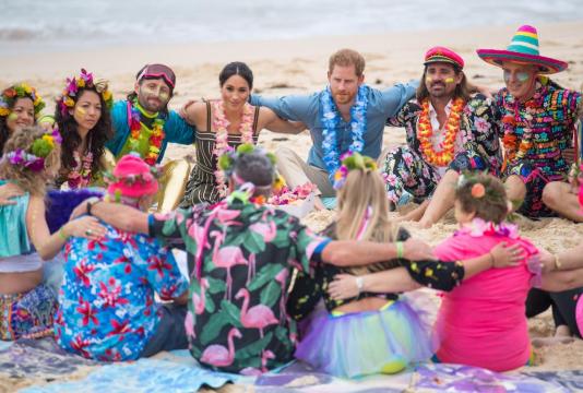 Britain's royal couple join mental health group hug on Australia's Bondi Beach
