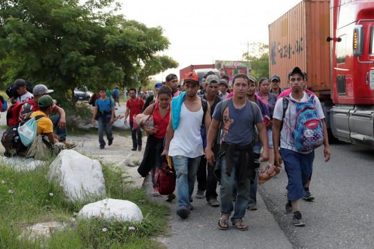 U.S.-bound Central American migrants on the move in Mexico