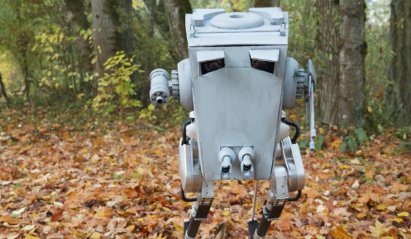 Yub nub! Students dress a bipedal robot up like an AT-ST