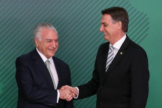 Missão de Bolsonaro é manter país unido e pacificado, diz Temer