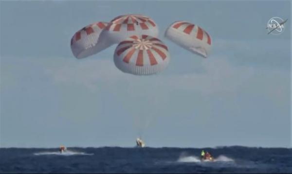 SpaceX Crew Dragon spaceship splashes down at end of crucial space station trip