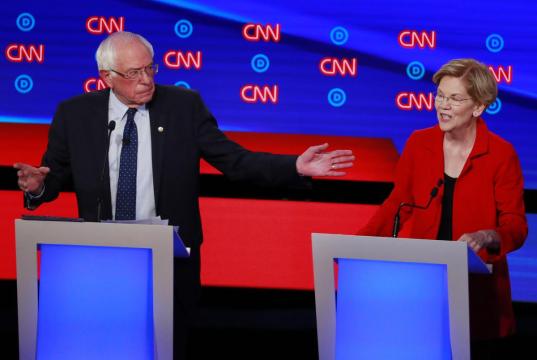 Sanders and Warren defend progressive policies against attacks in U.S. Democratic debate
