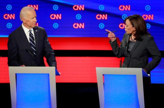 Biden and Harris do battle, face attacks in combative U.S. Democratic debate