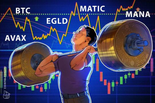 Top 5 cryptocurrencies to watch this week: BTC, AVAX, MATIC, EGLD, MANA