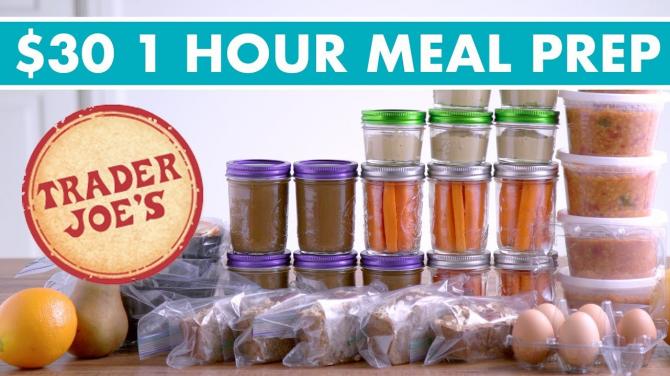 30 Trader Joes ONE HOUR Meal Prep Budget Challenge! (Vegetarian) Mind Over Munch