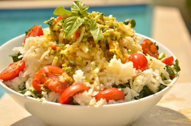 Raw Jicama Kholrabi Rice & Orange Spice