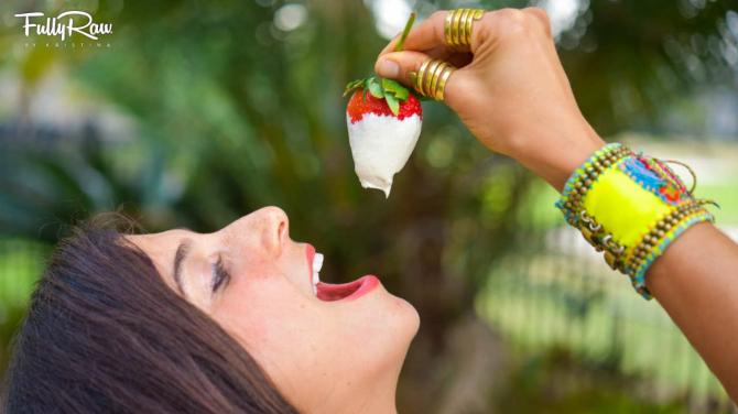 Strawberries & Whipped Cream for Valentines Day! FullyRaw & Vegan!