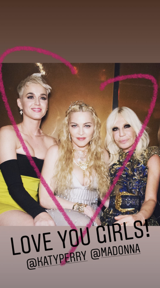 Donatella's pic with Madonna and Katy Perry: