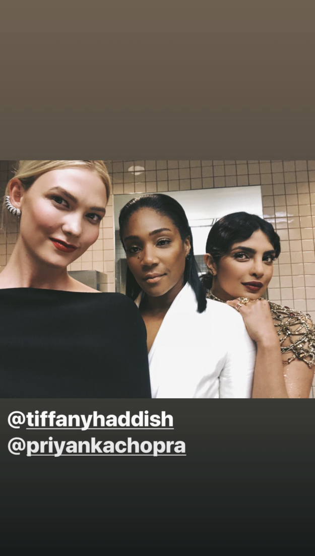 This bathroom selfie from Karlie Kloss with Tiffany Haddish and Priyanka Chopra:
