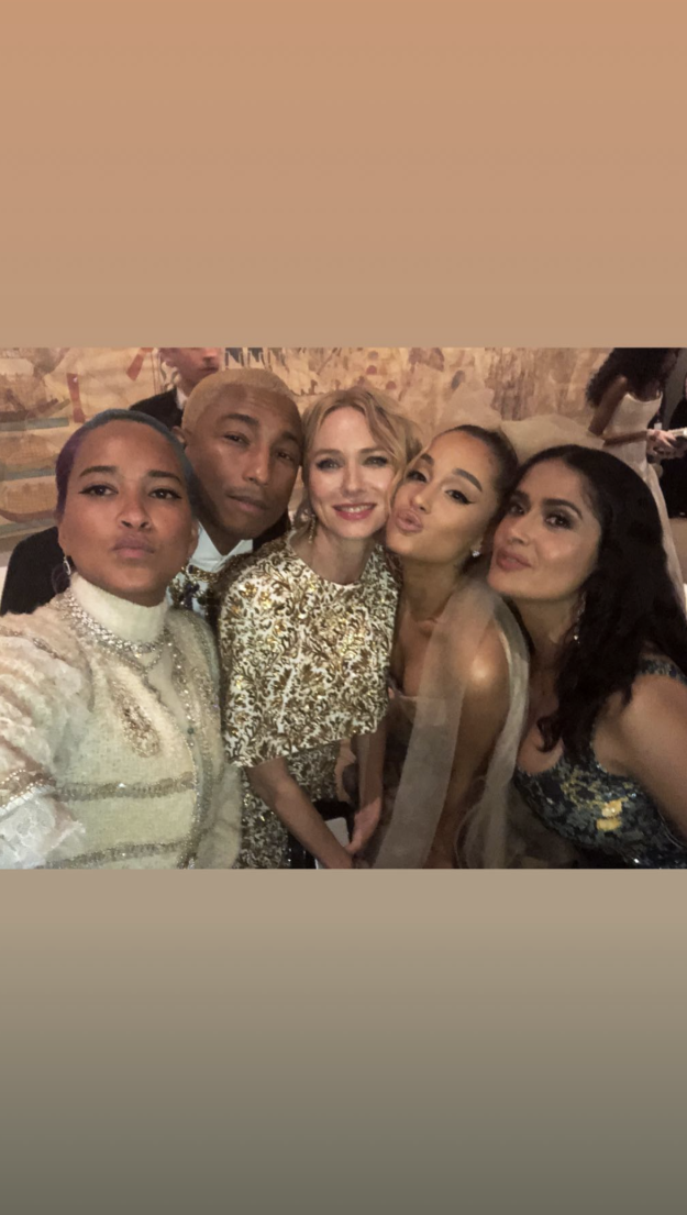 Ariana Grande's selfie with Salma Hayek, Naomi Watts, and Pharrell.