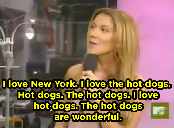 When Celine Dion kept talking about hot dogs on TRL: