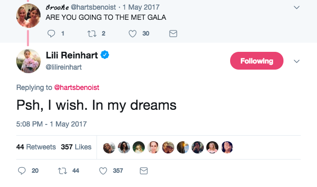 Just one year ago, Lili Reinhart WISHED she could go to the Met Gala...