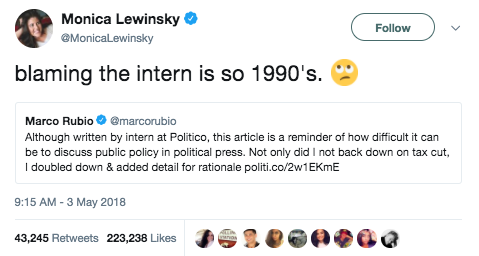 Monica Lewinsky shaded Marco Rubio.