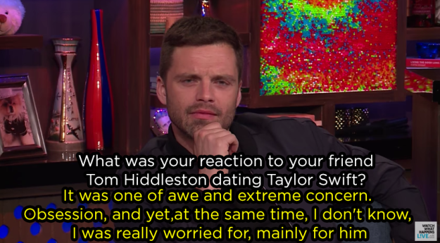 Sebastian Stan shaded Taylor Swift on Watch What Happens Live.
