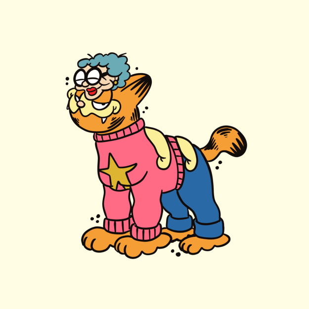 Garfdour, a Houndour mixed with Garfield and Grandma Arbuckle.