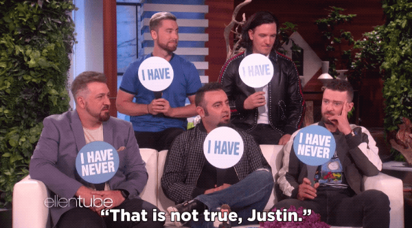 Justin tried to say he hadn't but Ellen wasn't having it.