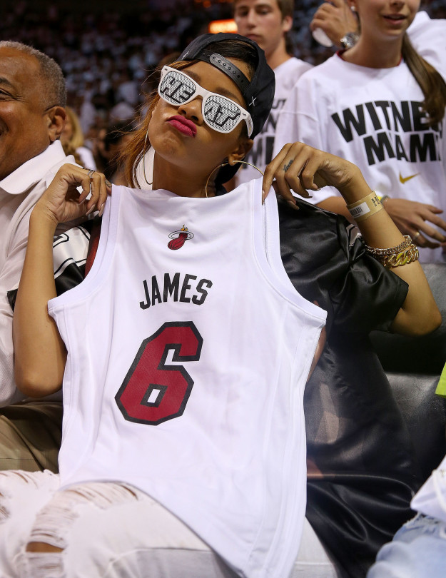 Rihanna cheered on her favorite athlete, LeBron James, courtside while he was still a member of the Miami Heat.