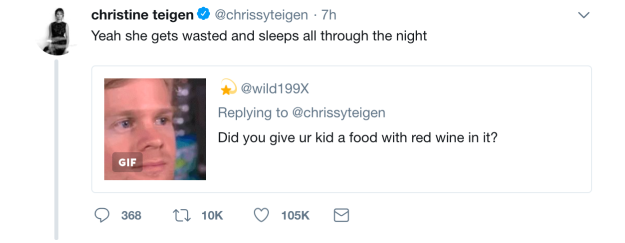 But then Chrissy stepped in to shut down the comment herself with this perfect reply.