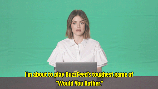 Because Lucy Hale is starring in the upcoming horror flick Truth or Dare, we thought it'd be fun to play another horrifying game with the actor: The Toughest Game Of "Would You Rather" You Will Ever Play.