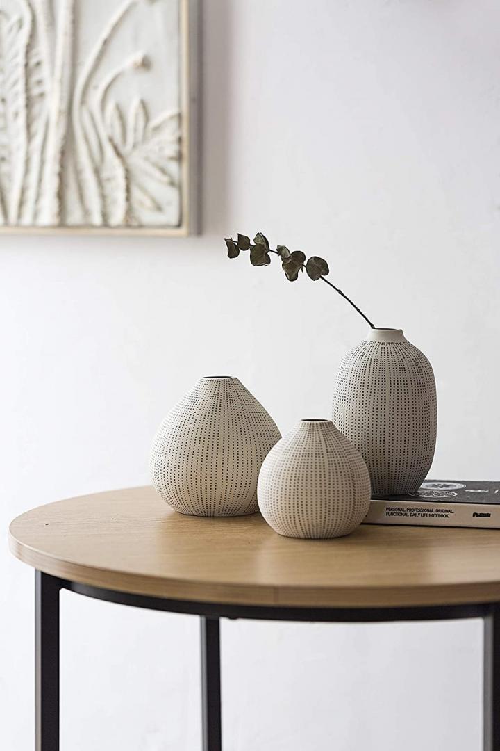 Stylish-Vases-Creative-Co-op-White-Stoneware-Textured-Black-Polka-Dots-Vases.jpg