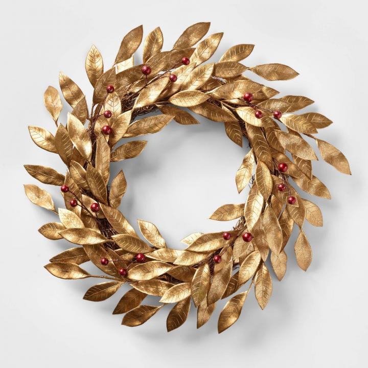 Golden-Wreath-Wondershop-Unlit-Gold-Leaf-with-Red-Berries-Artificial-Christmas-Wreath.jpg