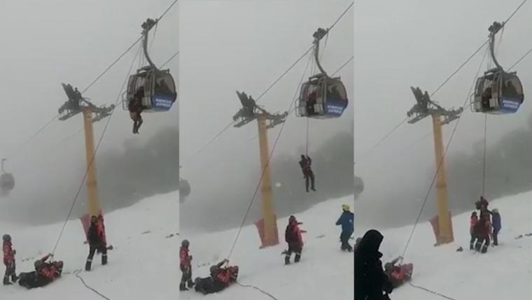 Video: rescataron a 6 personas de un teleférico en el Cerro Bayo