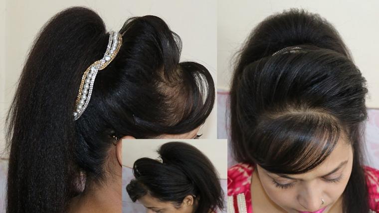 DIY Make High Ponytail hairstyle on crimp hairs with puff easy step by step tutorial